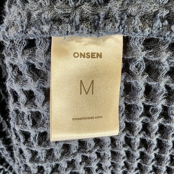 Onsen Waffle Knit 100% Supima Cotton Hooded Robe Unisex M Navy Blue - Picture 13 of 14